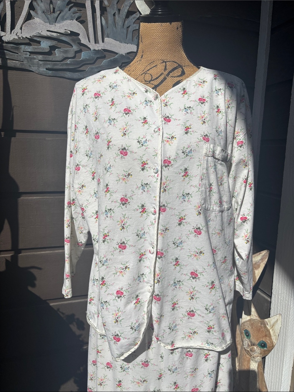 VTG Victoria’s Secret Cotton Floral White Pajama Set - Picture 2 of 6